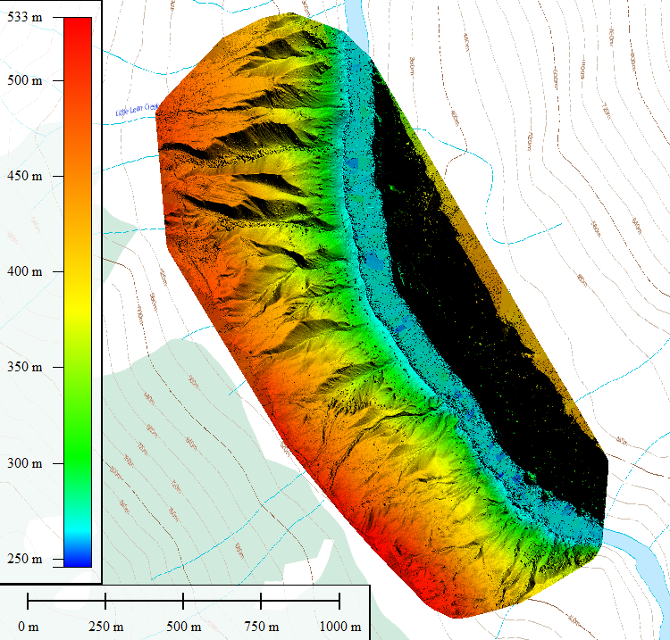 Digital elevation model created from aerial imagery