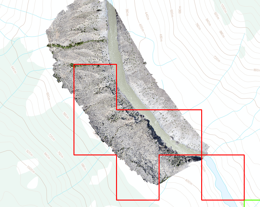Georeferenced drone orthomosaic displayed in a project map