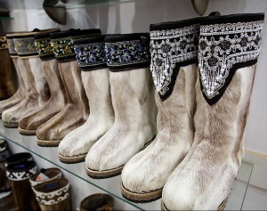 Traditional deer skin boots