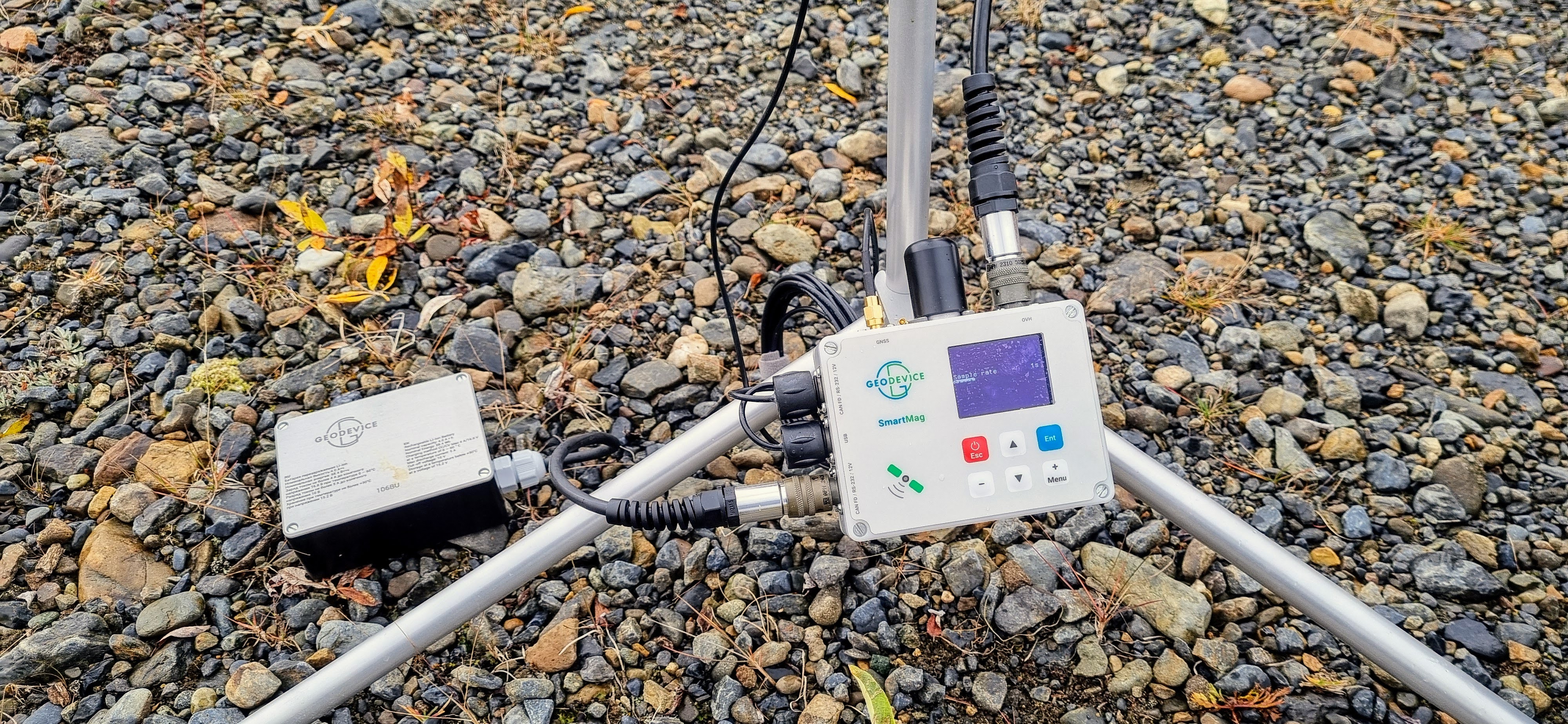 Ground magnetic survey being completed in remote terrain