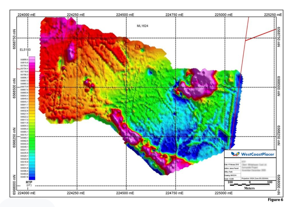 Processed magnetic survey map showing changes across a project area